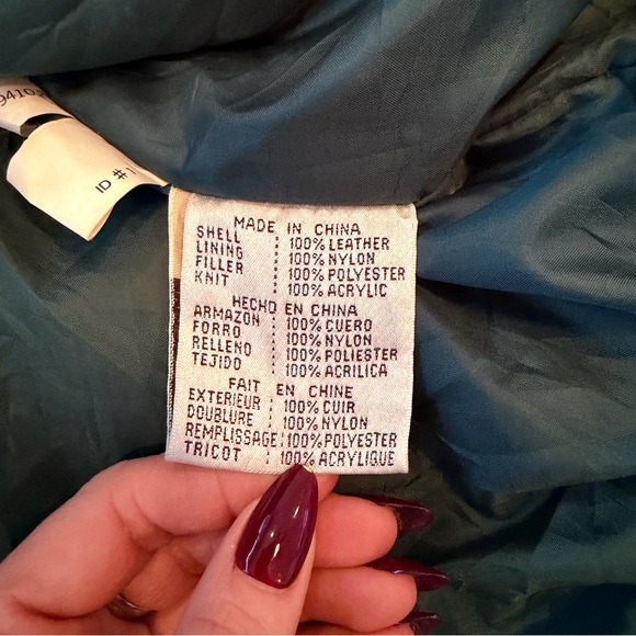 Vintage Global Identify G-lll Green 100% Leather Bomber Jacket Zip Closure Small - Picture 8 of 13